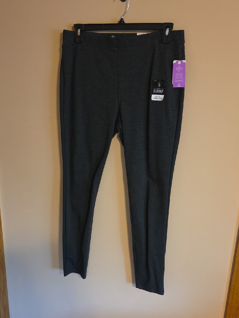 Womens NWT St. John's Bay Heather Grey Comfort Stretch Leggings Size Large
